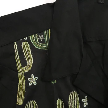 1950 Rockabilly Shirt Mens Oblačila Letnik Punk Srajce Tropskih Kaktus Glasba Tiskanje Kratek Rokav Vozni Rock Rokavi Moški XXXL