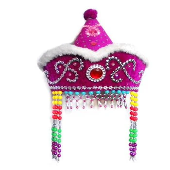 Mongolsko Nacionalnih Manjšin Klobuk Headdress Kostum Headdress Cvet Tibera Ples Glavo Dodatki Za Lase