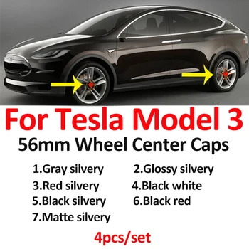4pcs/set 56mm 2.2 palčni Avto Logotip Simbol Za Tesla Model 3 avto styling XWC1385-01 Kolo Platišče Center Kape Zajema Rdeče/črno/srebrno