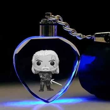 COSANER Geralt Yennefer Srce Oblika Anime LED obeski LOGOTIP Keyring Kristalno Igrača Keychain Svetlobe Keyholder Unisex Darila