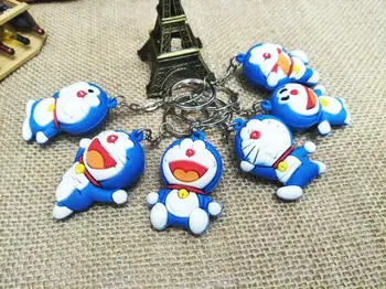 24pcs/veliko 3D Cartoon Stilsko Doraemon Silikonski Obroček za ključe Verige Vrečko Ornament Visi Otroci Rojstni dan Uslug Darilo, spominek
