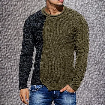 Moda za moške Krog Vratu Osebnost Barvno Ujemanje Divje Puloverju Tanek Pulover vsestranski puloverju tanek pulover