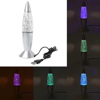 Nova 3D Raketa Multi Barva Spreminja, Lava Svetilka RGB LED Glitter Noč Svetlobe Darilo Jan-23