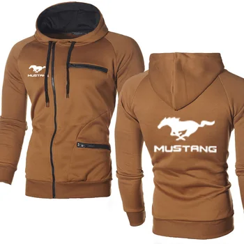 Jakna Moški Ford Mustang Avto Logo Majica Fashion Pomlad Jesen Runo Bombaž Zadrgo Kapuco HipHop Harajuku Moška Oblačila