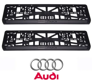Audi registrske tablice okviri, plastični, set: 2 okvirji, 4 Chrome self-tapkanjem