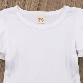 Nov Poletni Otroci Baby Dekleta Cvetlični Vrhovi T-shirt + Suspender Obleko Obleke, Oblačila, ki