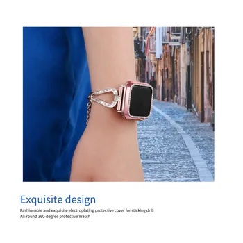 Diamond Primeru Za Apple Gledati Serije 4 5 40 mm/44 iWatch Zaslon Zaščitni pokrov RAČUNALNIKA Watch Primeru za apple watch primeru, 38 mm/42mm