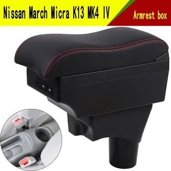 Za Nissan Marca Micra K13 MK4 IV armrest polje osrednji Trgovina vsebina škatla za Shranjevanje s skodelico imetnika pepelnik USB vmesnik 2010-2017