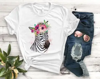 Zebra Dekle cvet Tiskanja Ženske tshirt Bombaž Priložnostne Smešno t shirt Darilo Za Lady Yong Dekle Top Tee PM-116