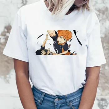 Japonski anime T-shirt haikyuu majica Harajuku Prosti čas Kratek sleeve majica s kratkimi rokavi ženske 2020 belega T-shirt Ženski zgornji deli oblacil Ženske majica s kratkimi rokavi