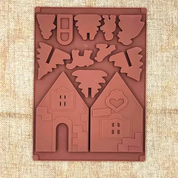 2 kom/Set 3D Božični Medenjaki Hiša Silikonsko Plesni Čokoladno Torto Plesni DIY Piškoti Peko Orodja AI88