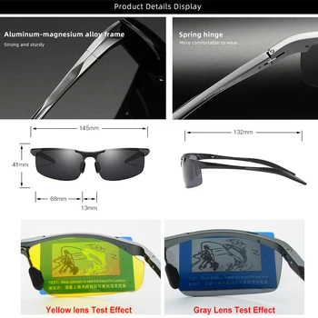 Aluminijast Okvir Vožnjo sončna Očala Moških Polarizirana Športna sončna Očala Moški UV400 Polaroid Retro Sunglass, Anti-glare Očala Letnik