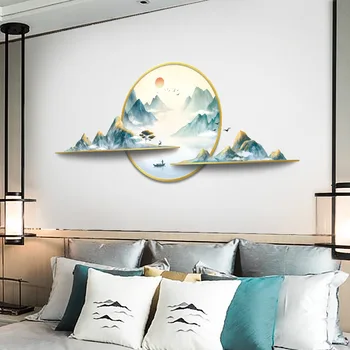 Kitajski Slog Stenske Nalepke za dnevno Sobo, Spalnica Sunset Krajinskega Slikarstva Stene Decals je Dekoracijo DIY Vinil Ozadje Doma Dekor