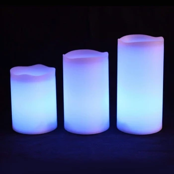 3Pcs Set LED Pisanih Brezplamensko Elektronske Sveče Zunanja & Notranja Barva Spreminja, Sveče Luči Z Multi-Function Timer R