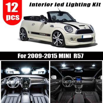 Za 2009-MINI Cabrio Zamenljivih R57 12pcs LED Notranja kupola bralne Luči žarnice Kit Paket