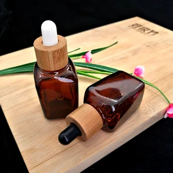 30 ml oranžni kvadrat kapalko steklenico Okolju prijazno bambusa skp Kozmetični eterično olje aromaterapija Posodo embalaža