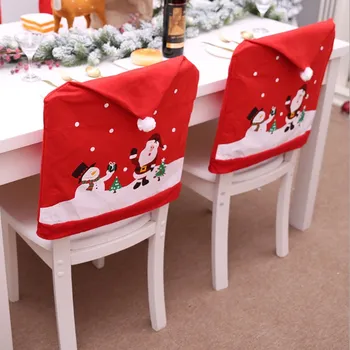 1pcs Božič stol kritje risani lik je Božiček in Snežak velik klobuk non-woven stol kritje Božični okraski