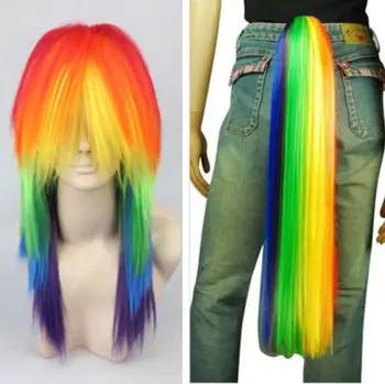 Moj Mali Ponija Rainbow Dash Cosplay Lasuljo Multi Color Toplote Resistanct Sintetičnih Las Cosplay Kostumi, Lasulje + Lasuljo Skp