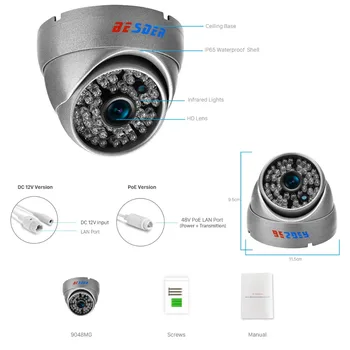 BESDER 1080P SONY STARVIS Night Vision IP Kamero H. 265 Kovinsko Ohišje CCTV Home Security Kamera 2MP IMX 307 Kamera ONVIF 2.0 XMEye