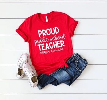 Učitelj Srajce Ponosni Javni Šoli Učitelj Učitelj Ekipa Srajce RedforEd Nosijo Rdeče Za Ed Razlika Maker O252