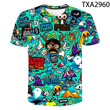 2020 Novih Grafitov 3D Majice Priložnostne Fant dekle Otroci Moda Ulične Natisnjeni T-shirt Kul Moške, Ženske, Otroke, Risanka Vrhovi Tee