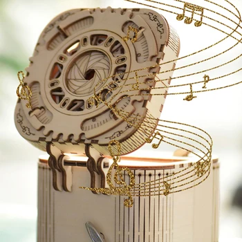 3D Lesene Zaklad Creative Music Box Box DIY Puzzle Igra Zbiranja Igrač za Rojstni dan Darilo Božično Darilo Polje Darilo za Otroke, Odrasle