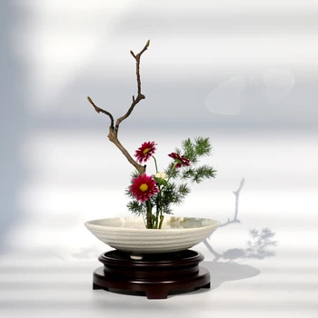 Japonski Slog Ikebana Črne Keramične Grobe Keramike Cvetlični Lonček Office Desktop Vaza Hydroponic Planter Hrane Ploščo Skledo Doma Dekor