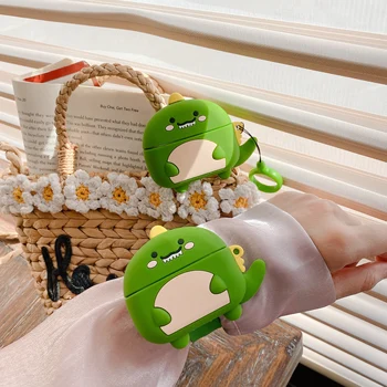 Za Airpods Pro 3D Srčkan Risanka Dinozaver Športni Manžeta Čepkov Primeru za Apple Airpods 3 Zapestnica Brezžične Slušalke Pokrov Polje