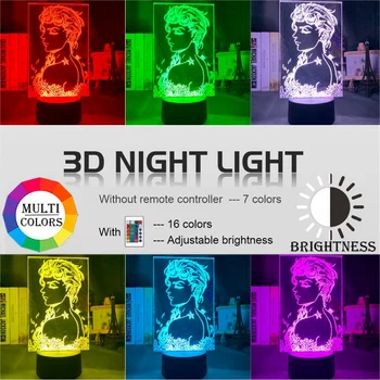 Anime JoJo Bizarna Avantura Art Pripomoček Led Night Light Touch Senzor Pisane Nočna za Dom Dekor Jojo Slika 3d Lučka