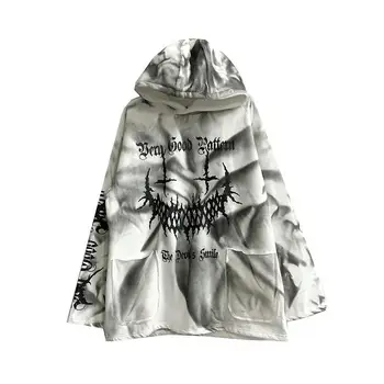 Temno veter retro kravato barvana goth tiskanja nišo design hoodie high street bereavement ohlapna hoodie tide