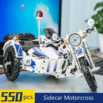 550Pcs Tehnika Motocikel Policija zidarske Opeke, Bloki stransko prikolico Motorcross Model Tehnika Bloki Avto Igrače Darilo
