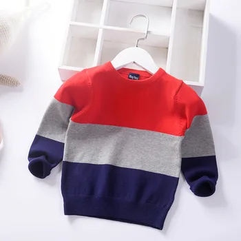 Fantje, dekleta, puloverji pozimi pade pomlad otroci bombaž puloverju črtasto pleteno obrabe otroška oblačila