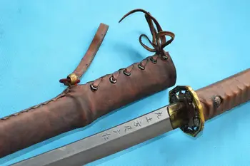 Vintage Japonski Konjeniški Častnik Saber Nco Meč Samurai Katana Podpisana Zložiti Jekla Rezilo OxHide Tulec 174-2
