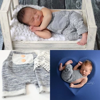 Novorojenček Fotografija Rekviziti Pribor Srčkan Twin Baby Oblačila za Fotografijo Ustrelil Suspender Jumpsuit Studio Rekvizitov, Kostumov