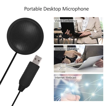 Namizje Vsesmerni Mikrofon z Vrati USB Mikrofon za Računalnik Prenosni Visoke Občutljivosti Mikrofona za Konference na Daljavo