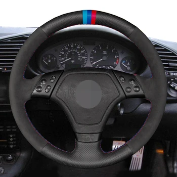 DIY Black Resnično Antilop Usnja Ročno sešijejo Nov Slog Avto Volan Kritje za BMW E36 1996-2000 E46 1998-2000
