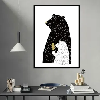 Živali Medved, Zajček Balon Platno Wall Art Tisk Risanka Plakat Vrtec Slikarstvo Nordijska Otrok Dekoracijo Sliko Otroška Spalnica Dekor