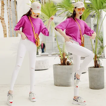 Broeken ženska poletje vrečasta hlače ženske hlače pantalon femme ete 2019 jeseni hlače s tanko elastično svinčnik bele hlače capri