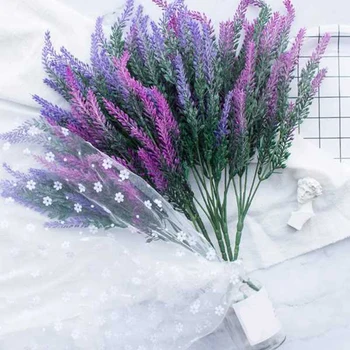 Sivka Plastičnih Umetno Cvetje Romantično Provence Vijolično Šopek z Zelenimi Listi, Poročni Doma Mizo Dekoracijo