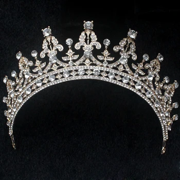 SLBRIDAL Jasno, Kristalno Okrasnih Poroko Tiara Glavo Poročne Kraljica Princesa Pageant Krono Družice Ženske, Nakit