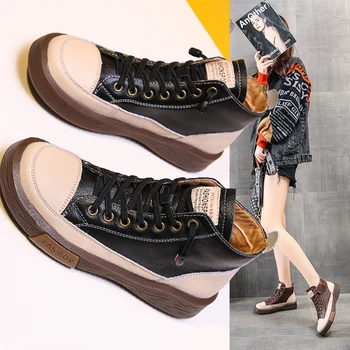 2020New izdelkov copati ženske grafiti usnje ravno čevlje, superge, copati modne superge za ujemanje barv Martin čevlji