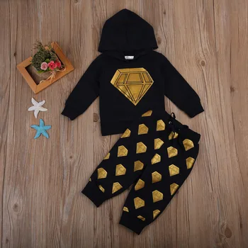 Nove Priložnostne Baby Boy Girl Diamond Oblačila Novorojenčka Jesen Topla Jopica Vrhovi+Dolge Hlače 2PCs Obleke