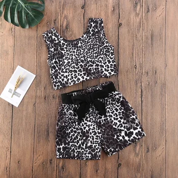Pudcoco Malčke Baby Girl Obleke Leopard Tiskanja brez Rokavov Telovnik Vrhovi Kratke Hlače 2Pcs Obleke Bombaž Oblačila Sunsuit Poletje