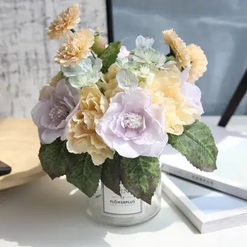 Korejski Slog Simulacije Vrtnice Kup Svile Cvetja za Poročni Šopek Neveste Cvetlični Kmetija Doma Dekoracijo Ponaredek Venec Vrtnic