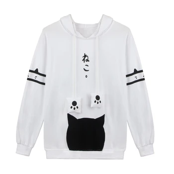 Moda Anime Neko Atsume Cosplay Hoodies dolg Rokav Plašč Luštna Mačka Design Puloverju Hoodie Kostume Sweatshirts T-shirt