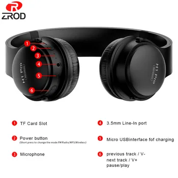 H1 Pro Brezžične Slušalke Bluetooth Stereo Slušalke Zložljive Iger na srečo Športne Slušalke z Mikrofonom Podpora SD Kartice, Mp3 Avdio