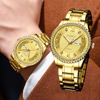 Blagovno znamko high-end moda za Moške ure poslovni moške jekla pasu diamond nepremočljiva koledar 2021 quartz uro Gledajo moške ure