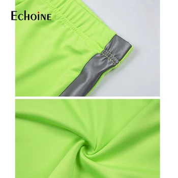 Echoine Reflektivni neon dva kosa iz Fitnes Obleke, Ženske Biker Hlače in obreži zgoraj Znoj, oblačila Club trenirka Ujemanja Nizov