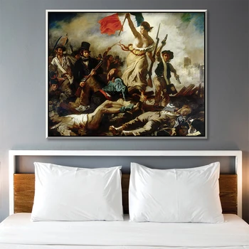 Svoboda Usmerjanje Ljudi s strani Izvajalca Eugene Delacroix Klasične Umetnosti Louvre Zbirka Platno, Tisk Slikarstvo Plakat Doma Dekor