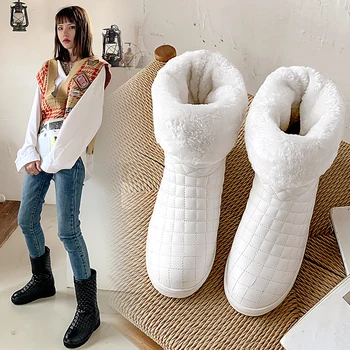 Ženske snow škornji 2019 zimski čevlji, debele platforme plišastih toplo non-slip nepremočljiva zimske čevlje 35-43 velikost